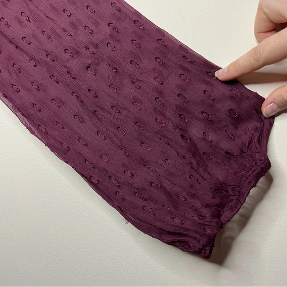 ANTHRO RAHI CALI Off Shoulder Clip Dot Sheer Gold Ties Longsleeve Blouse Top - Picture 5 of 11